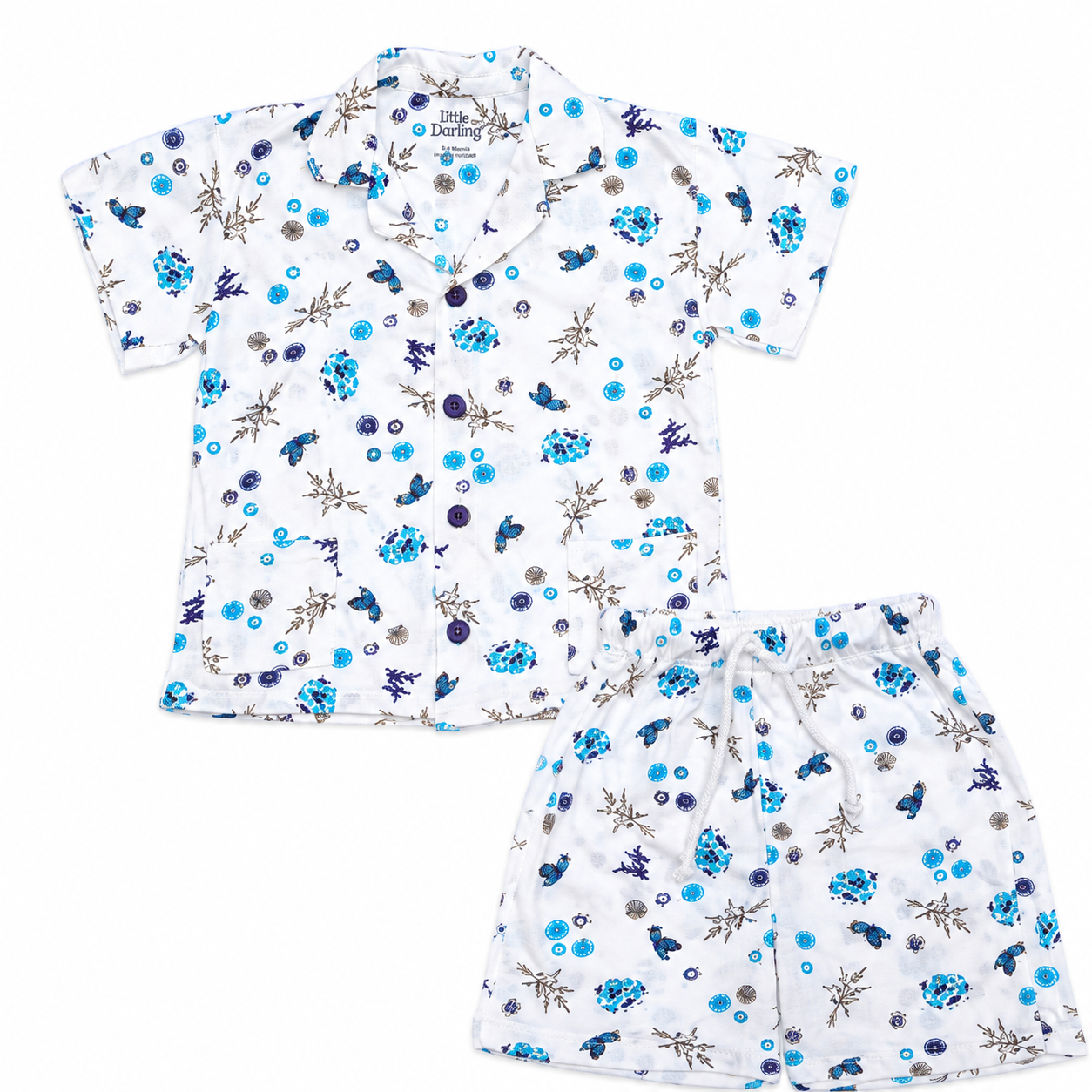 Boys Printed Shirt & Shorts Set White by Little Darling