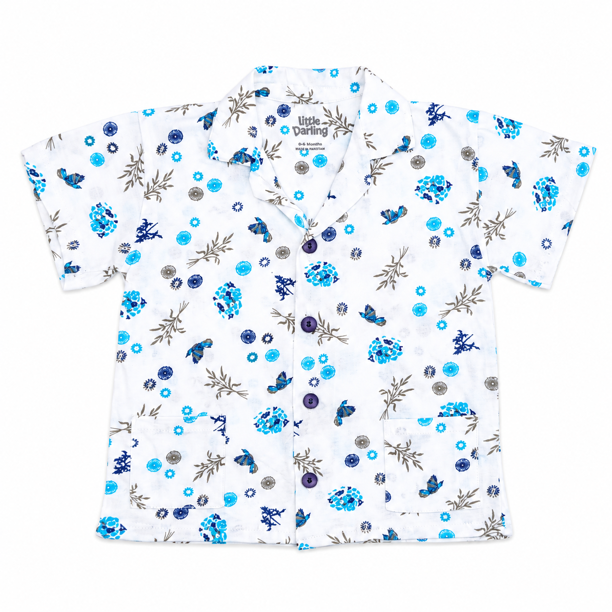 Boys Printed Shirt & Shorts Set White by Little Darling