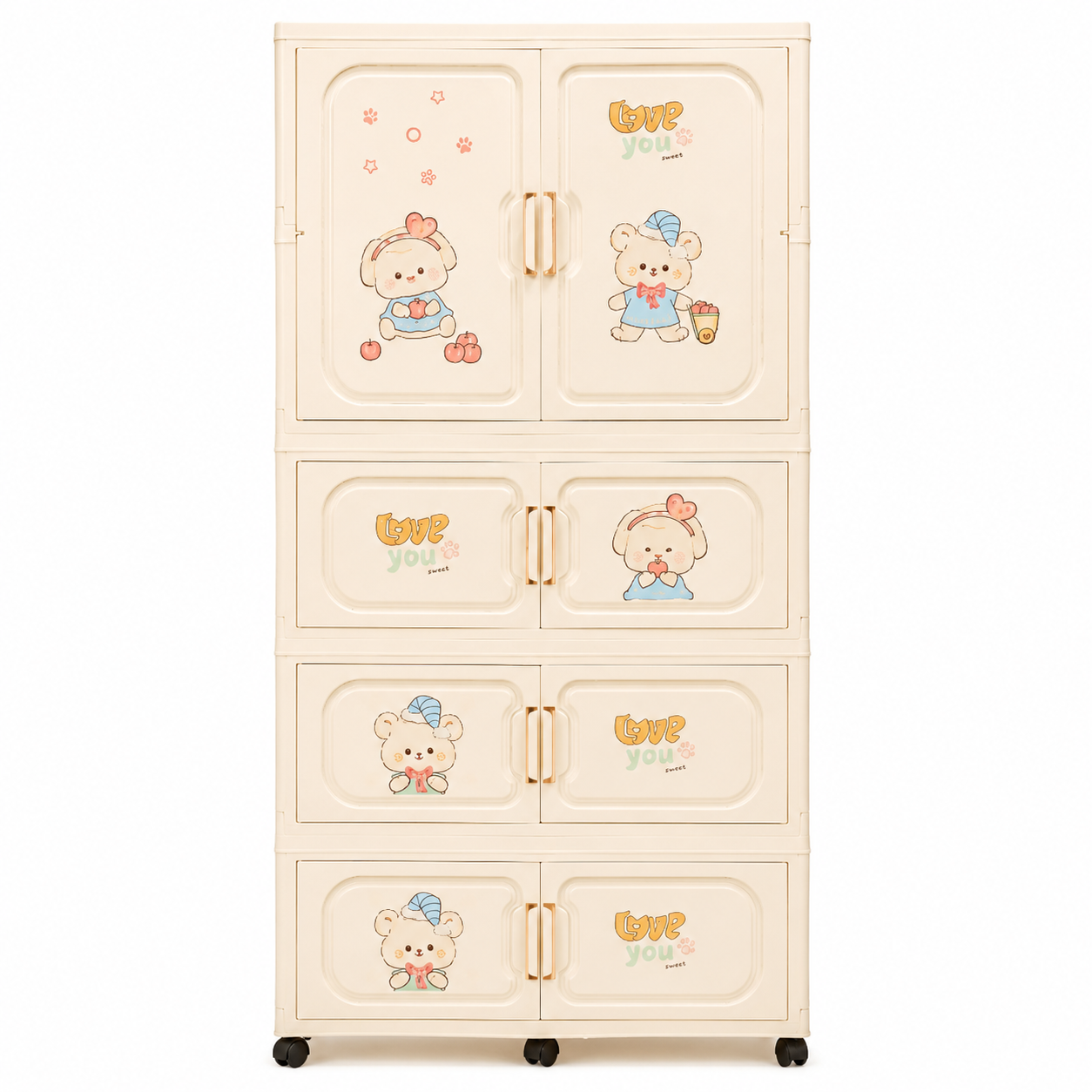 Kids Plastic Storage Wardrobe Love You Print