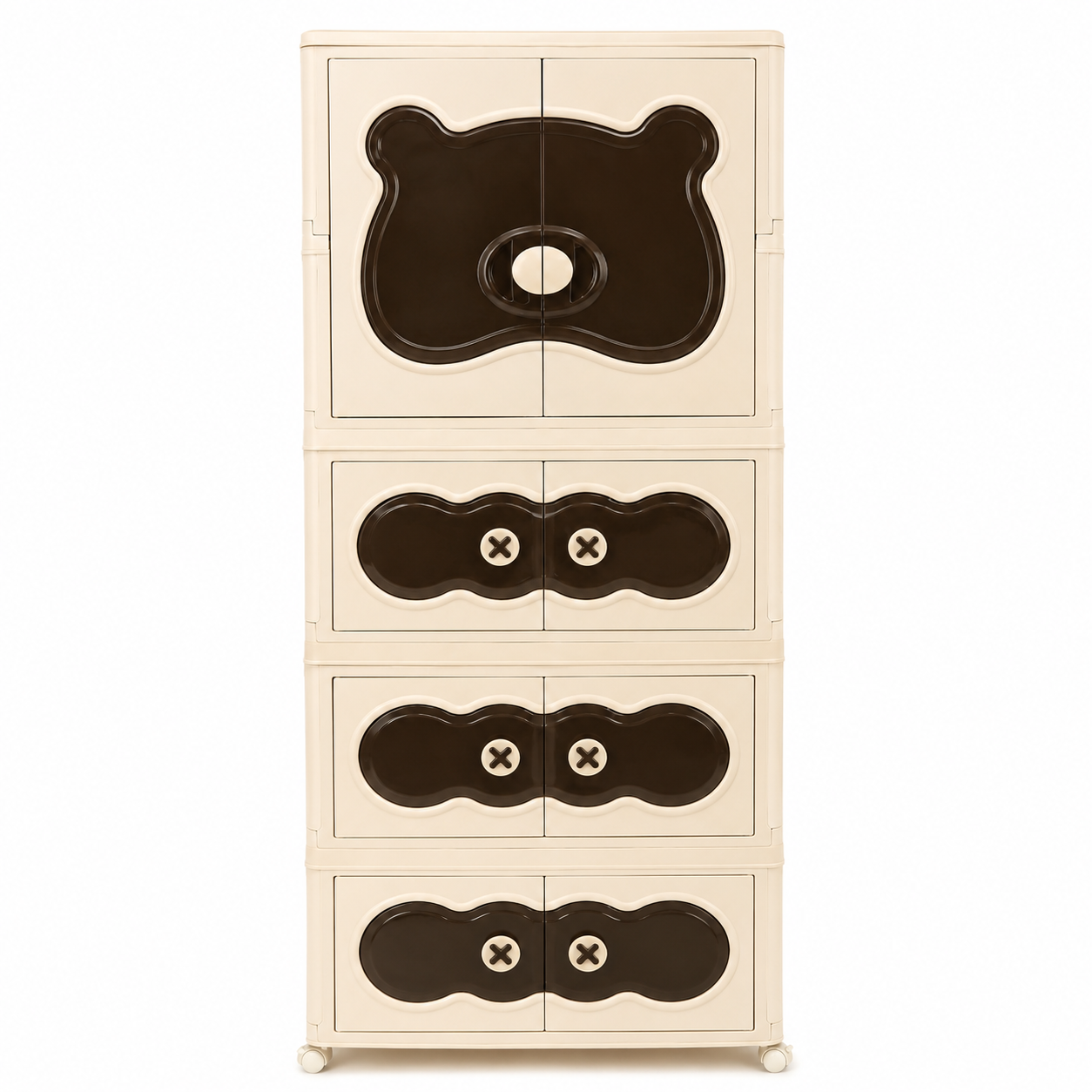 Bear Design Plastic Storage Wardrobe With Wheels