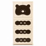 Bear Design Plastic Storage Wardrobe With Wheels