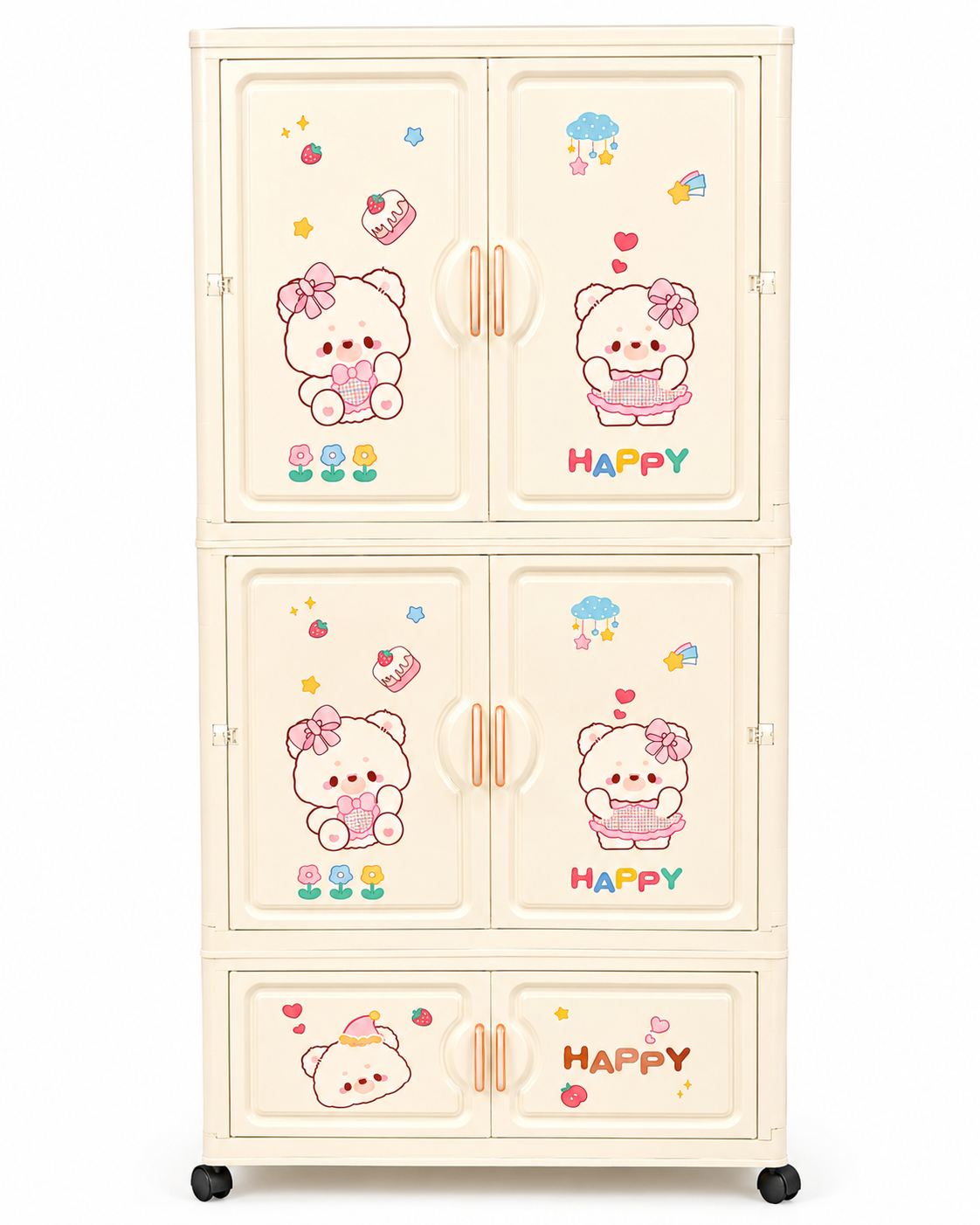 Happy Bear Plastic Storage Wardrobe With Wheels