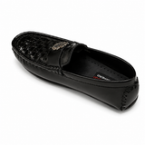 Classic Black Woven Leather Loafers – Premium Slip-On Shoes