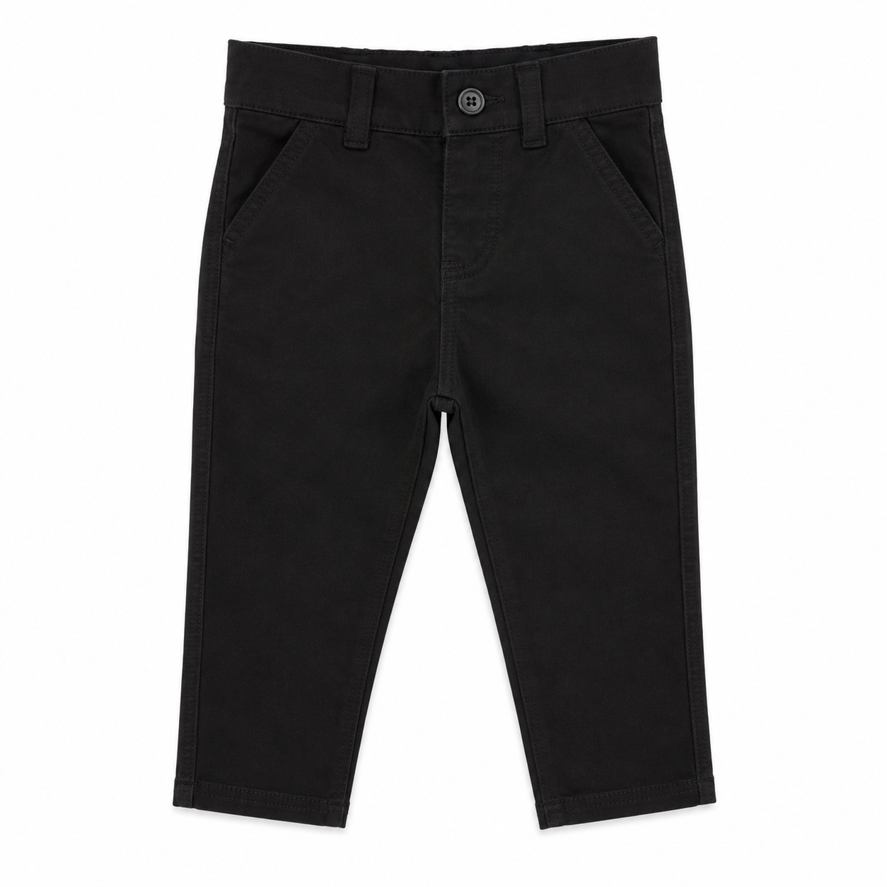Kids Black Cotton Chino Pants