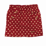 Girls Maroon Heart Print Skirt