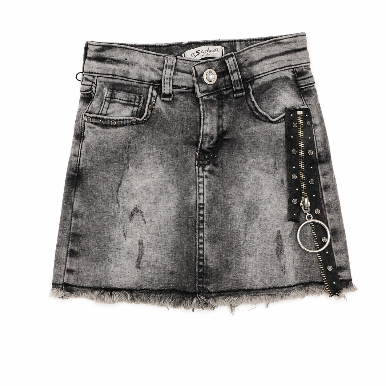 Girls Washed Grey Denim Skirt