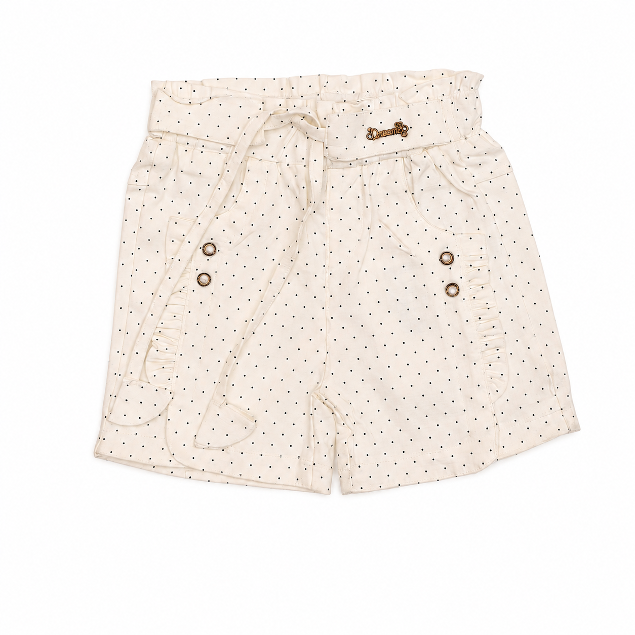 Girls Cream Polka Dot Shorts