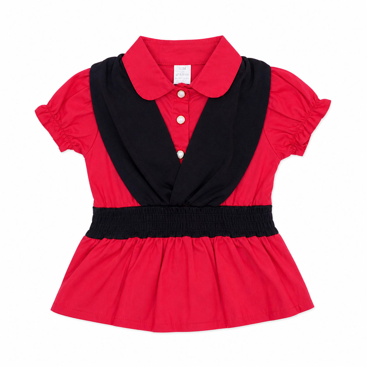 Girls Red Collar Peplum Top