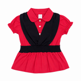 Girls Red Collar Peplum Top