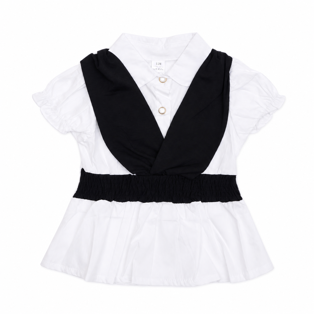 Girls White Collar Peplum Top