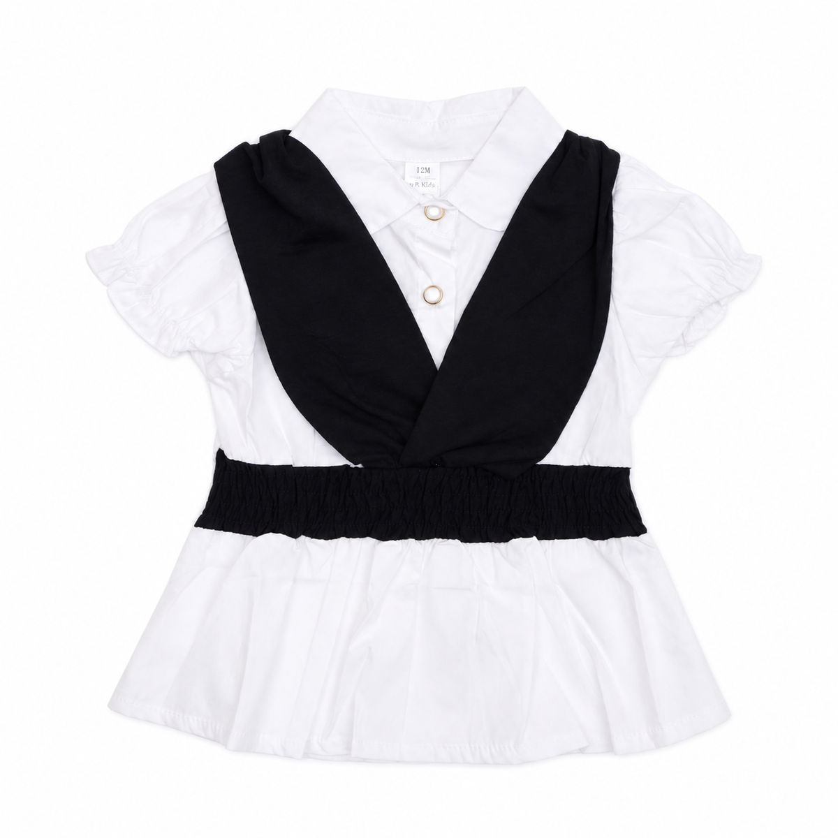 Girls White Collar Peplum Top