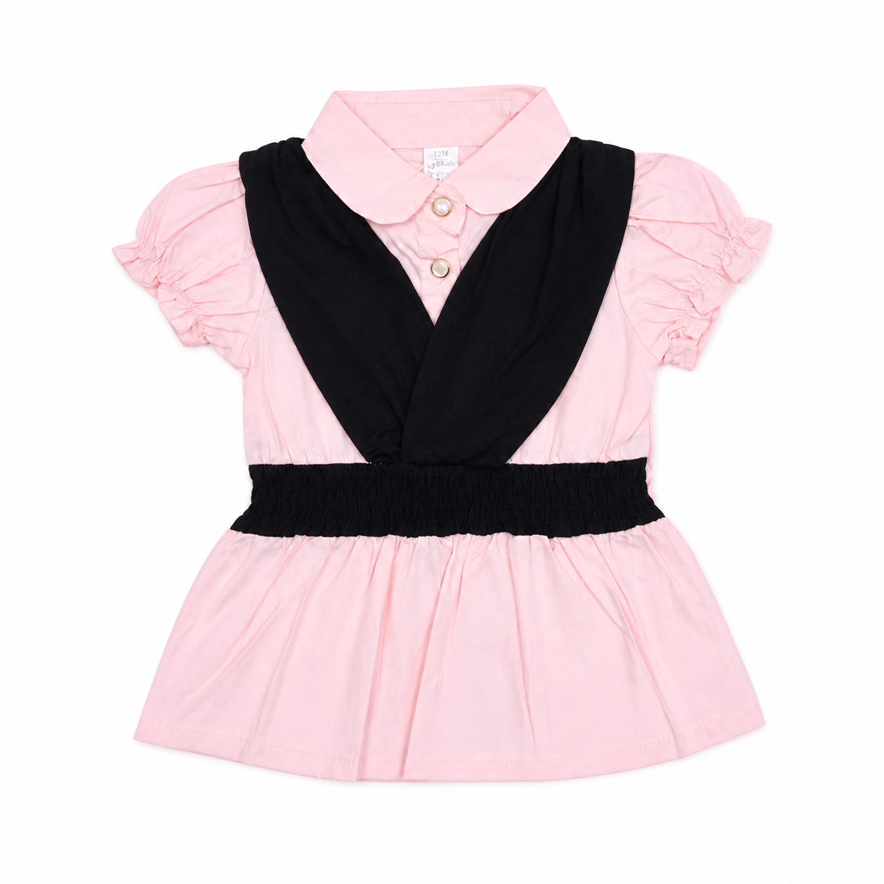 Girls Pink Collar Peplum Top