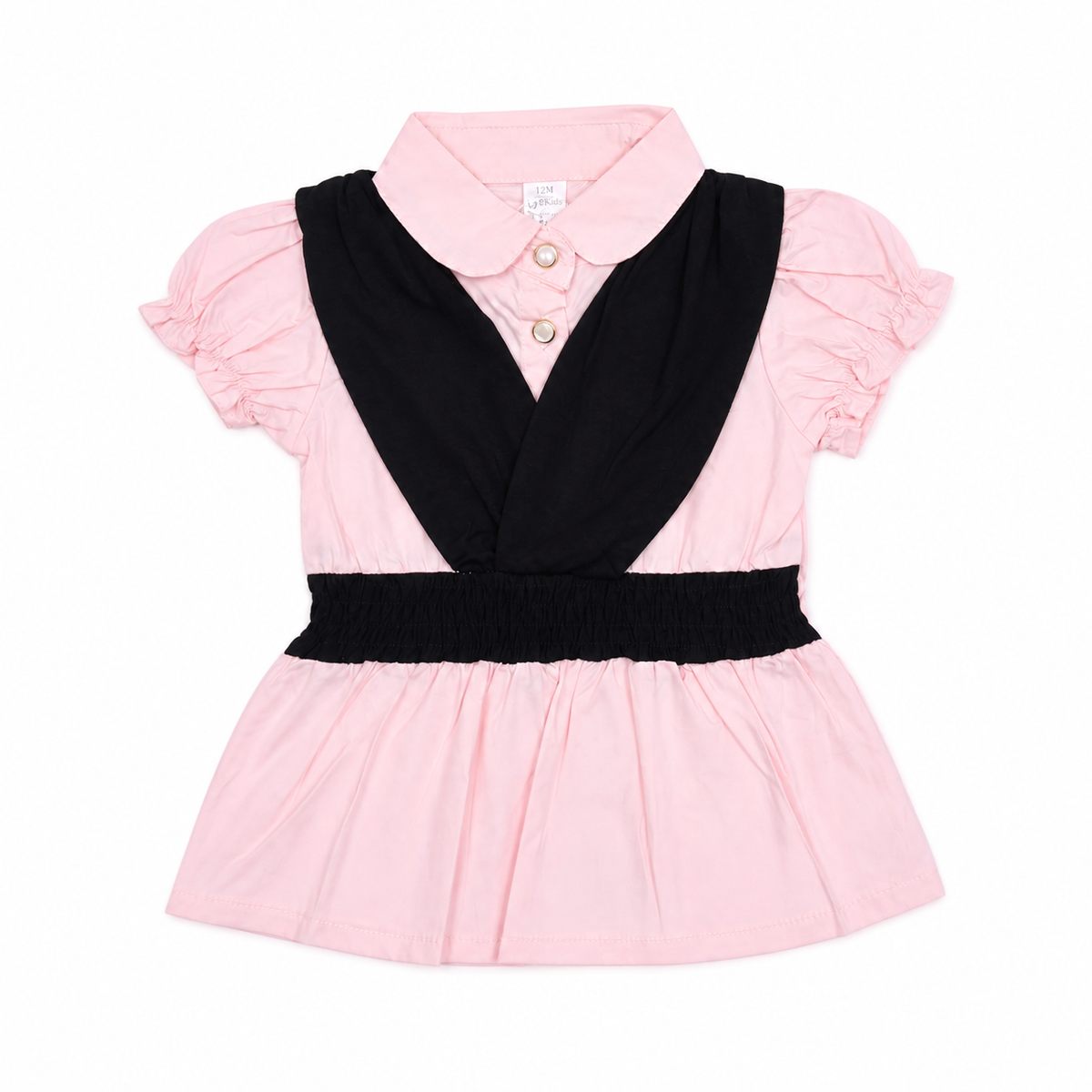 Girls Pink Collar Peplum Top