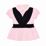 Girls Pink Collar Peplum Top