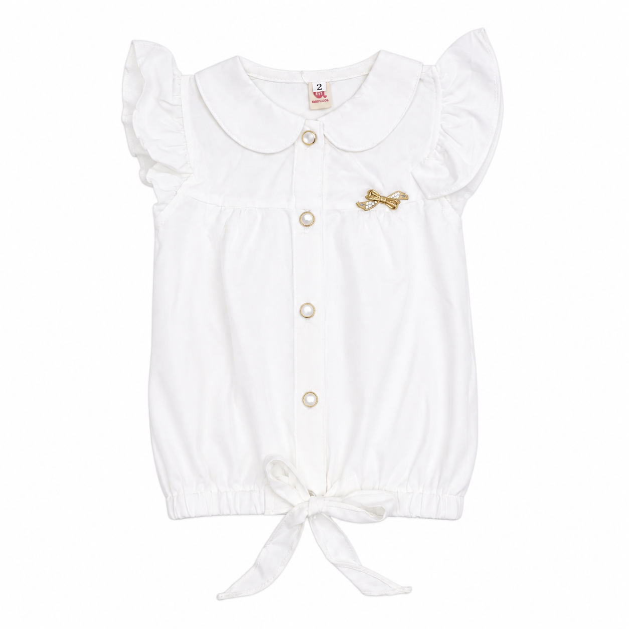 Girls White Peter Pan Collar Top