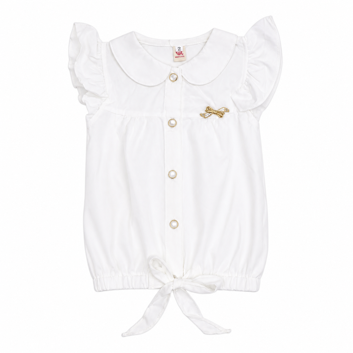 Girls White Peter Pan Collar Top