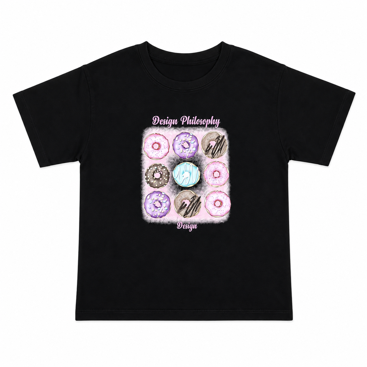 Kids Casual T-Shirt Black Donut Print