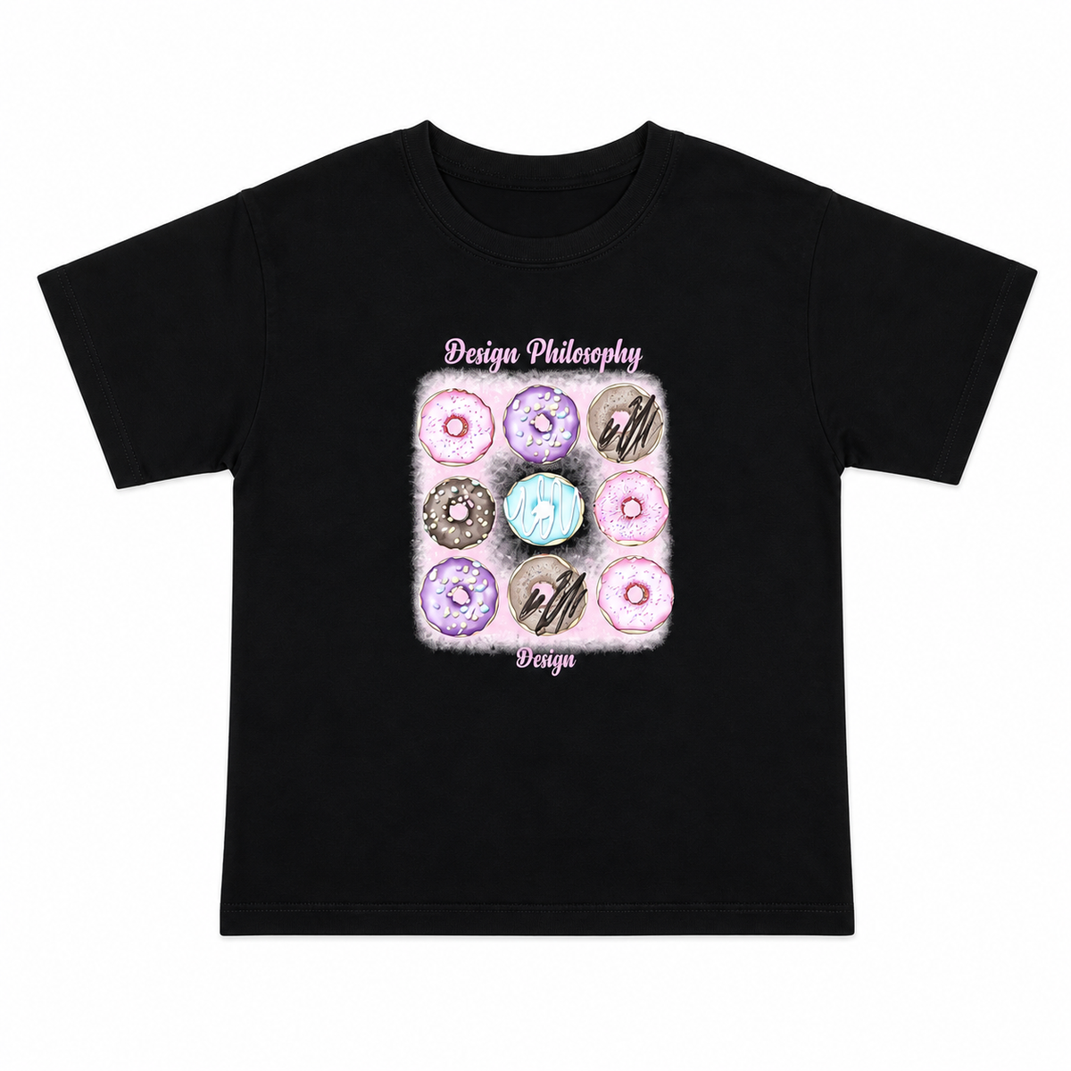 Kids Casual T-Shirt Black Donut Print