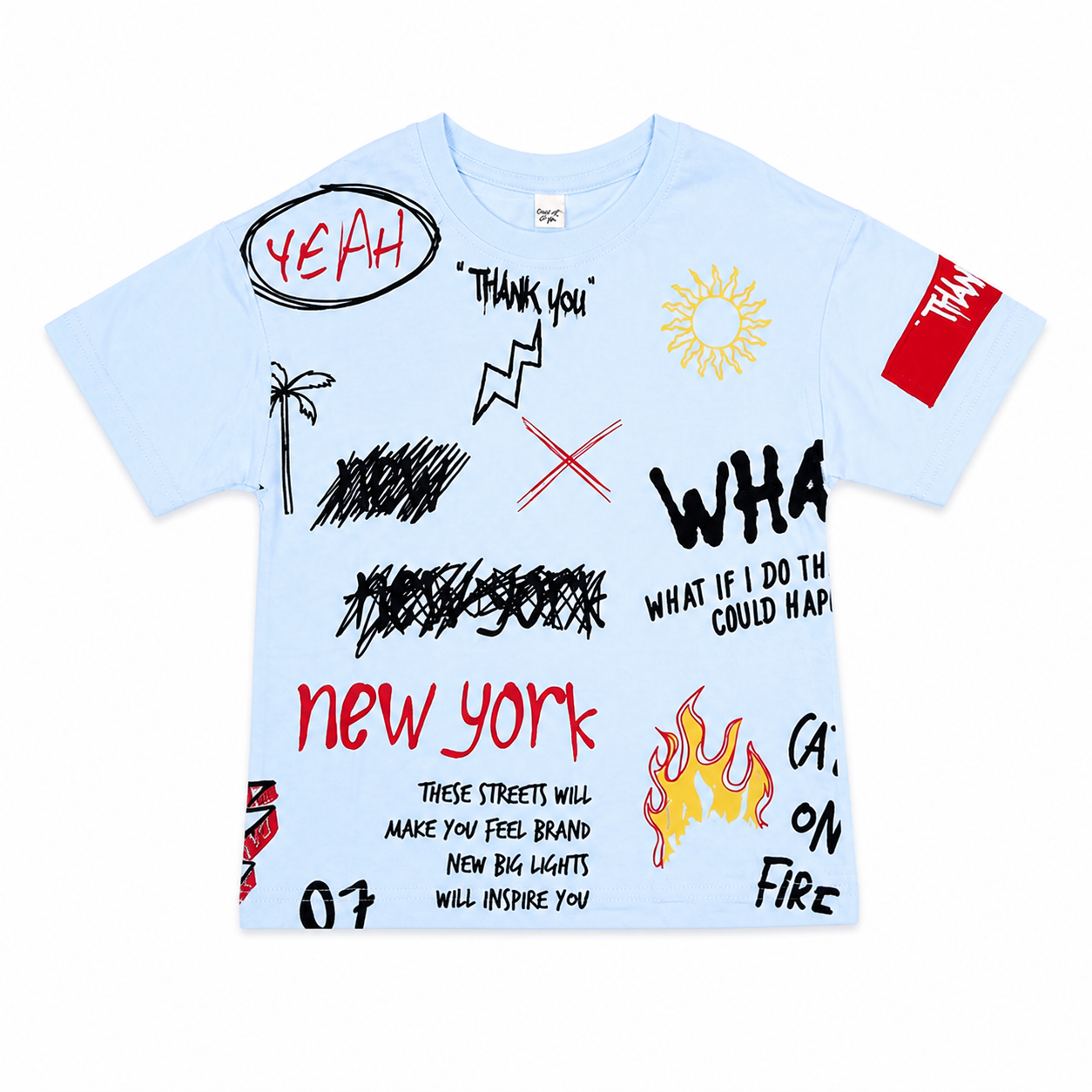 Kids Street Style Graphic T-Shirt Sky Blue