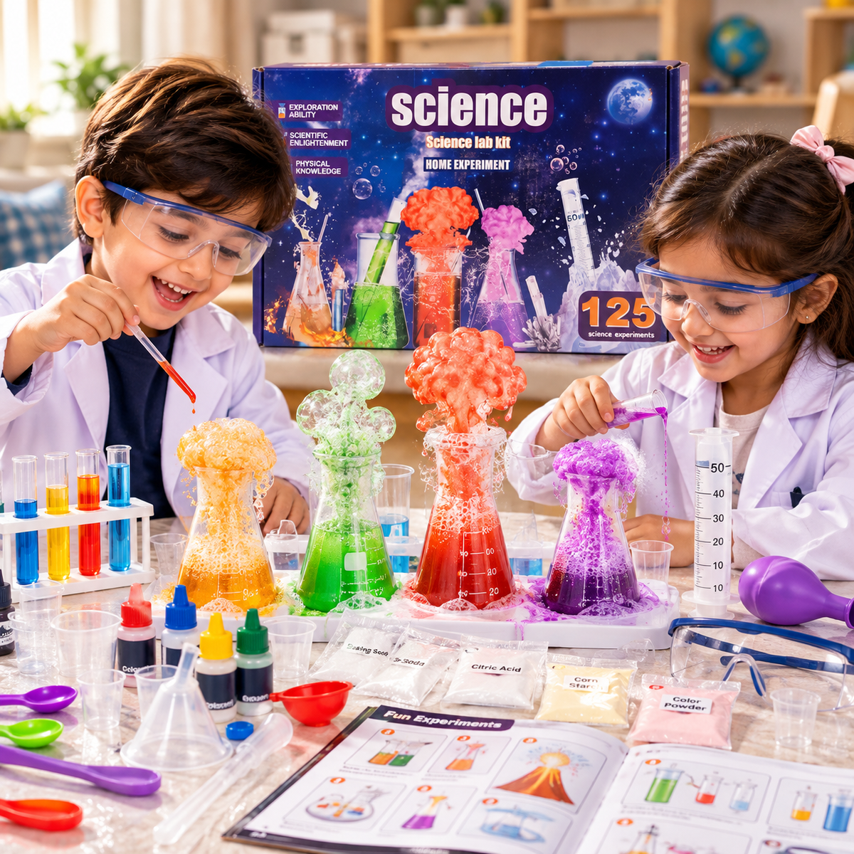 125 Pcs Kids Science Lab Experiment Kit Age 3+