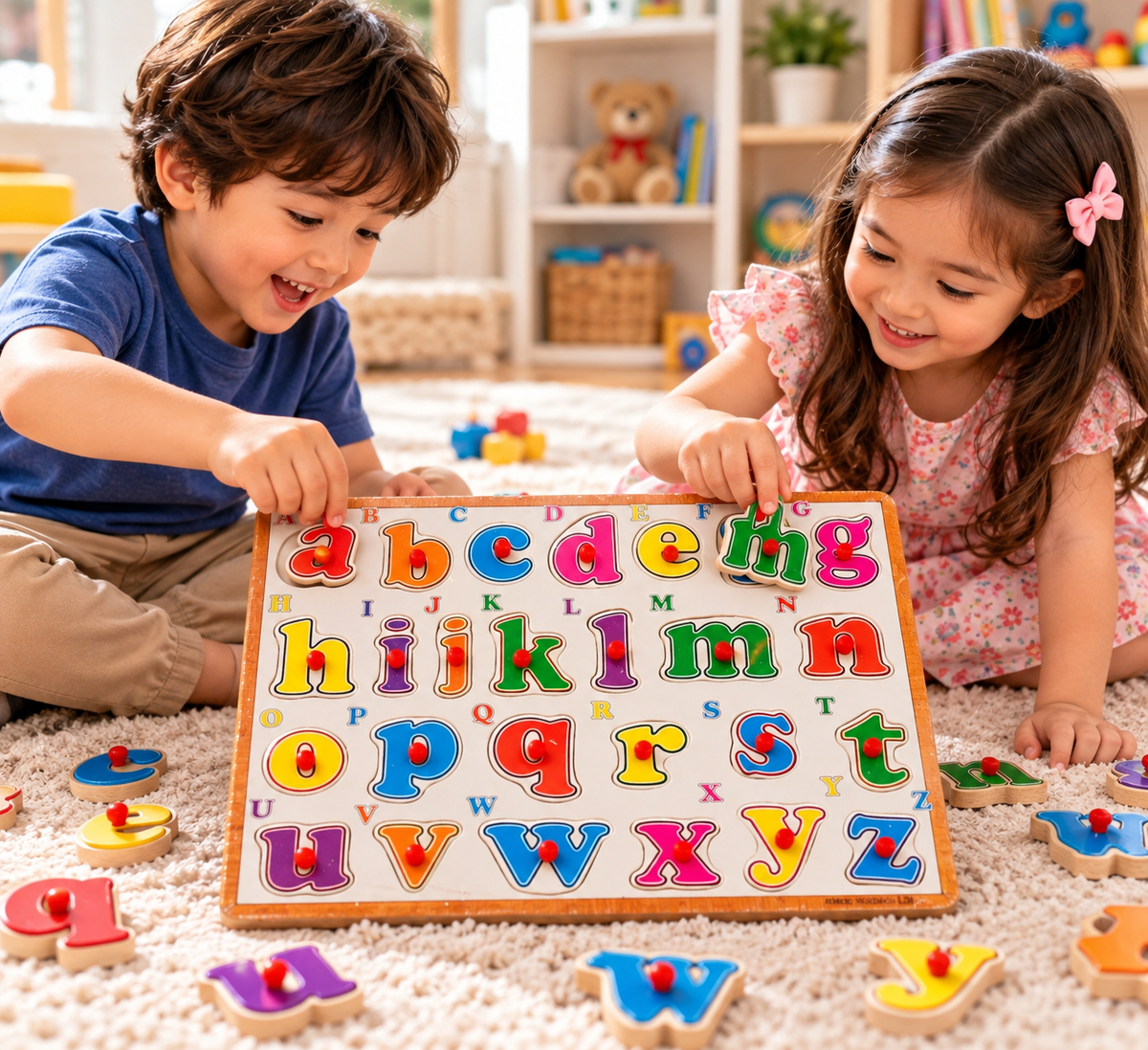 Wooden Alphabet Puzzle Board ABC Learning Toy for Kids