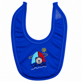 Baby Blue Bear Embroidered Cotton Bib Premium / Little Darling