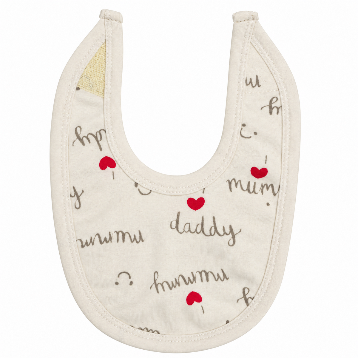 Baby Cream Daddy & Mummy Printed Bib / Little Darling