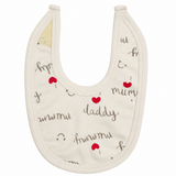 Baby Cream Daddy & Mummy Printed Bib / Little Darling
