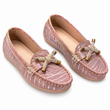 Girls Glitter Bow Loafers – Pink Party Shoes