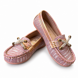 Girls Glitter Bow Loafers – Pink Party Shoes