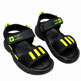 Kids Black & Neon Yellow Adjustable Sport Sandals