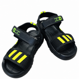 Kids Black & Neon Yellow Adjustable Sport Sandals