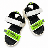 Kids Black White & Green Adjustable Sport Sandals