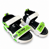 Kids Black White & Green Adjustable Sport Sandals
