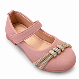 Girls Pink Rhinestone Bow Mary Jane Shoes