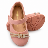 Girls Pink Rhinestone Bow Mary Jane Shoes