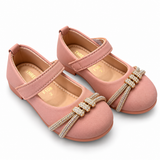 Girls Pink Rhinestone Bow Mary Jane Shoes