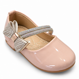 Girls Pink Bow Rhinestone Mary Jane Party Shoes
