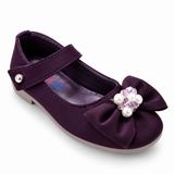 Girls Purple Bow Pearl Party Shoes