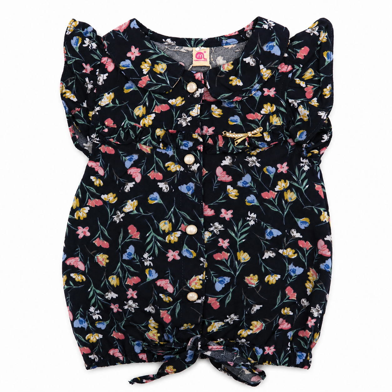Premium Baby Girls Floral Frill Collar Top