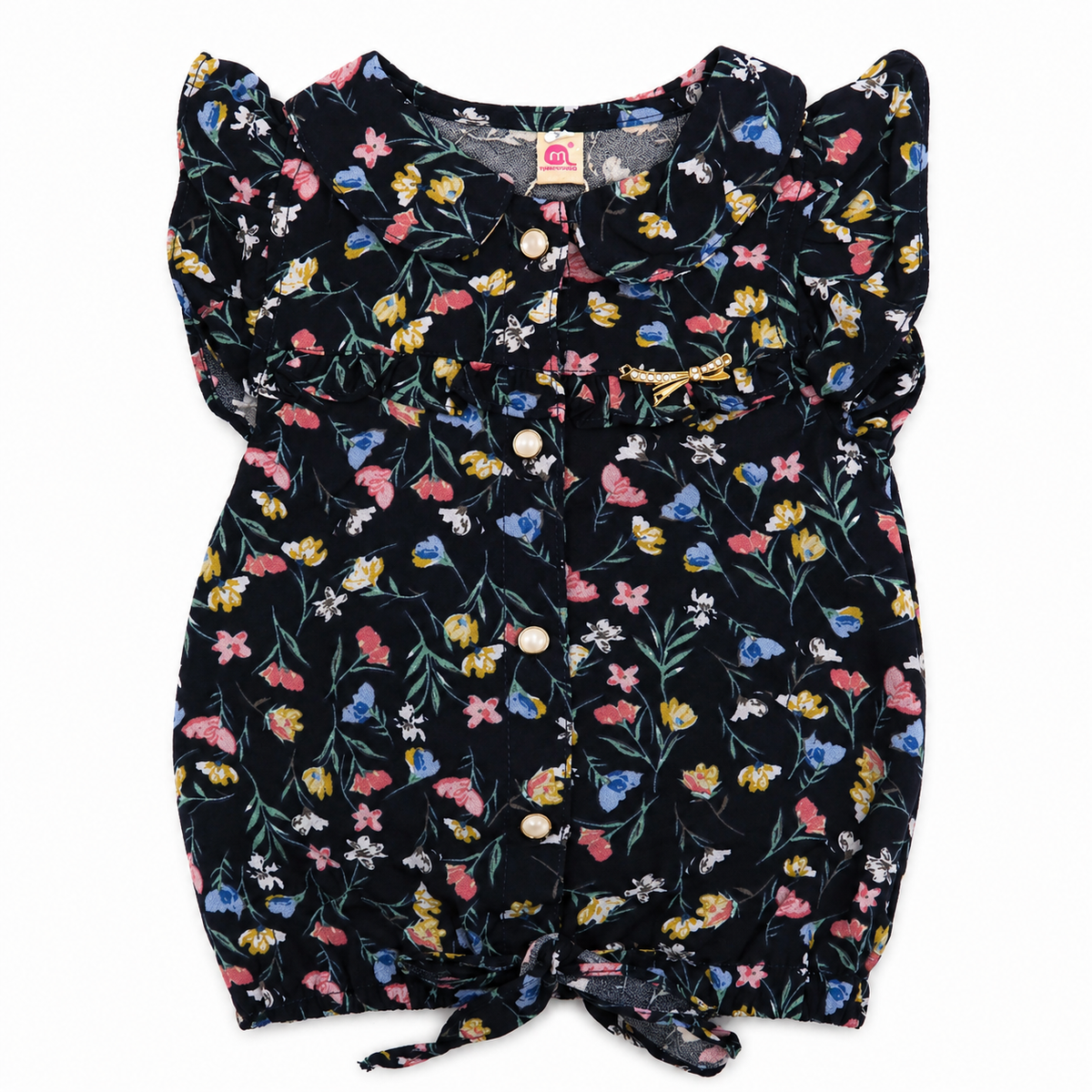 Premium Baby Girls Floral Frill Collar Top