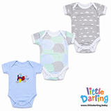 Baby Bodysuit Pk Of 3 Short sleeve Air plane Print | Little Darling