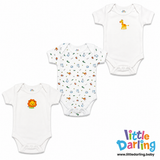 Bodysuit Pack of 3 Half Sleeve Giraffe Print | Little Darling