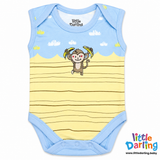 Baby Bodysuit Pk Of 3 Sleeveless Monkey & Cloud | Little Darling