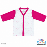 Night Suit With Pajama Star Print Pink Color | Little Darling