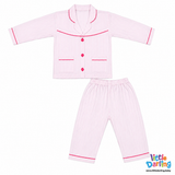 Kids Night Suit Stripes Print Pink