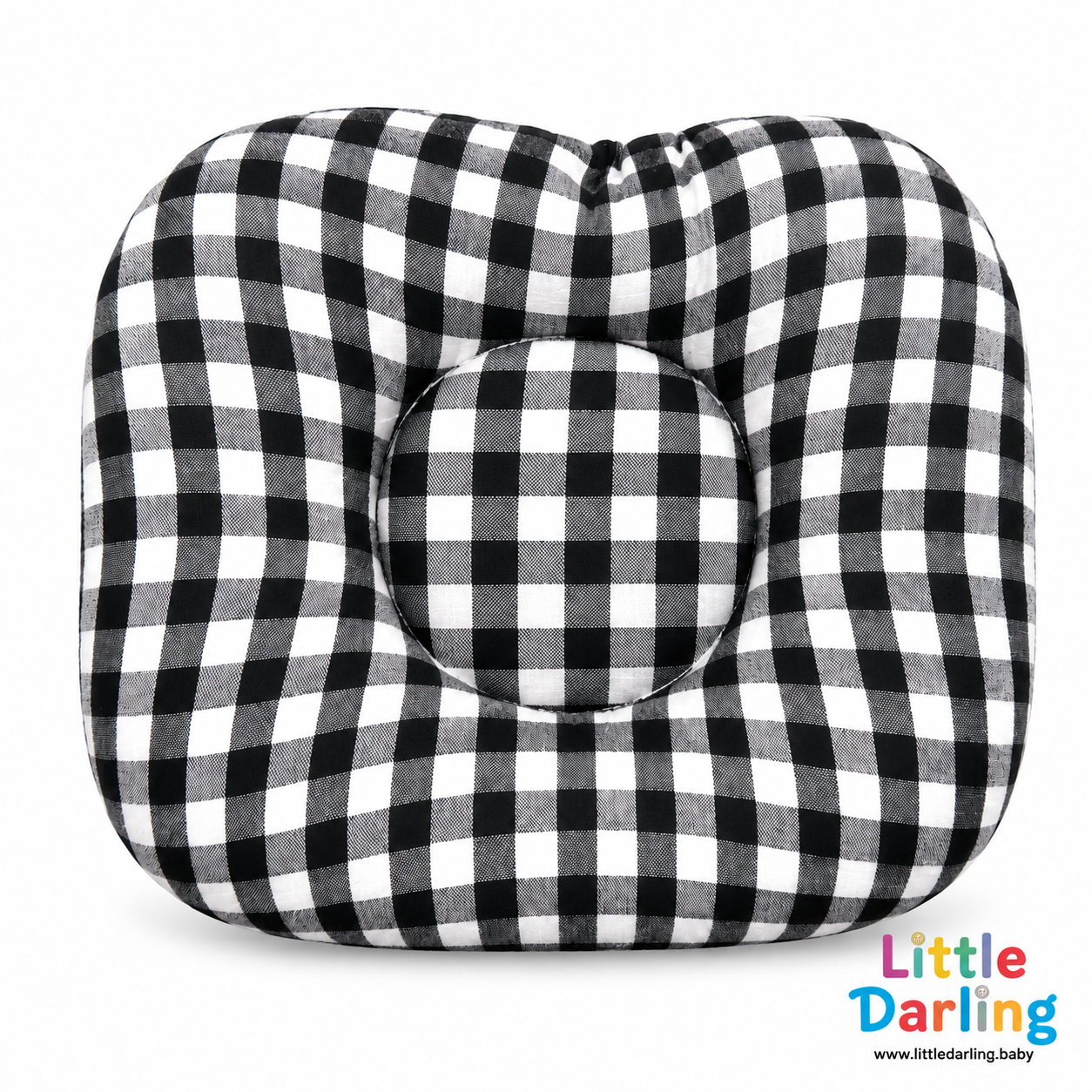 Baby Head Shaping Pillow Black Check by Little Darling
