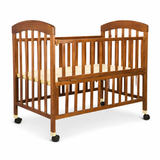 Wooden Baby Crib with Wheels and Adjustable Side Rail