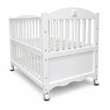 Wooden Baby Cot with Wheels – White Finish