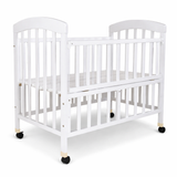 Adjustable Wooden Baby Cot with Wheels – White